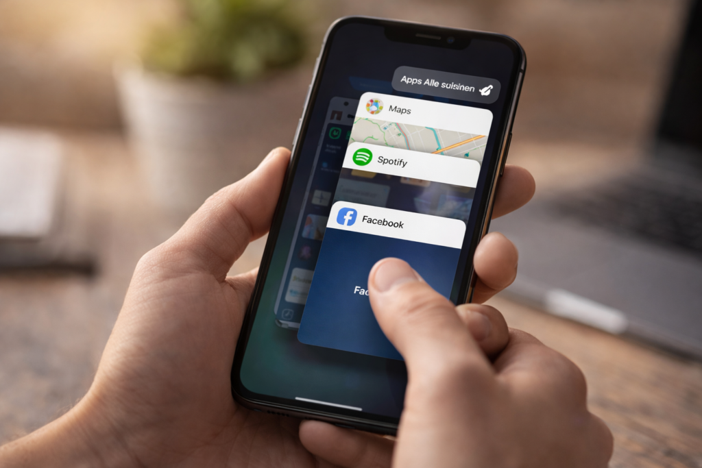 Apps im Hintergrund schließen Smartphone schneller machen.