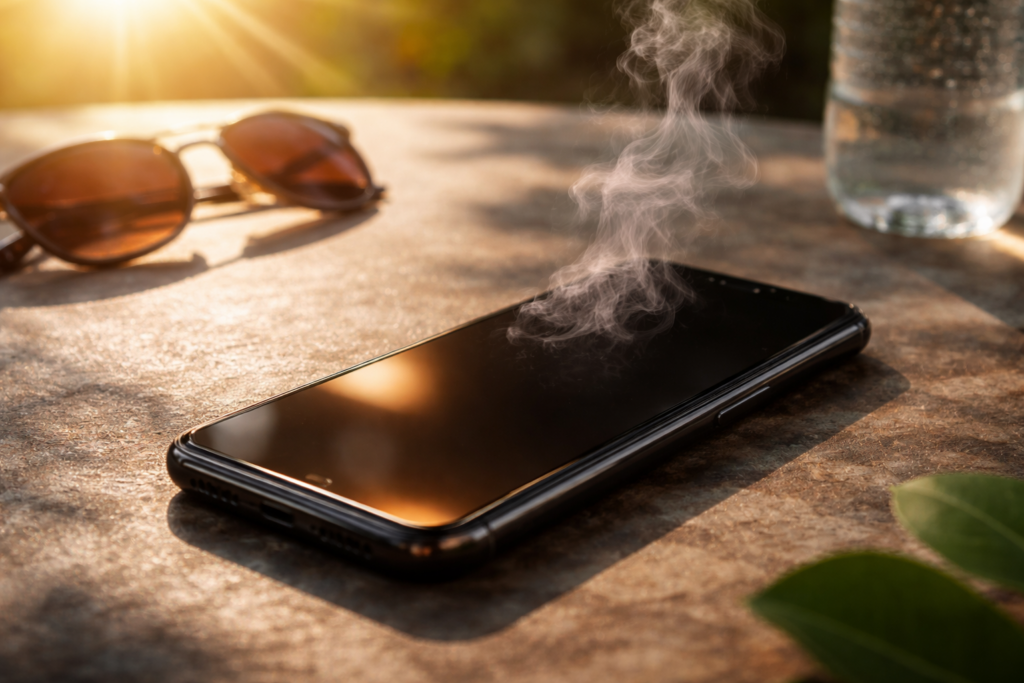Smartphone in Sonne überhitzt