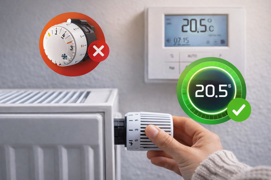 Thermostat richtig einstellen um Heizkosten zu sparen im Haushalt
