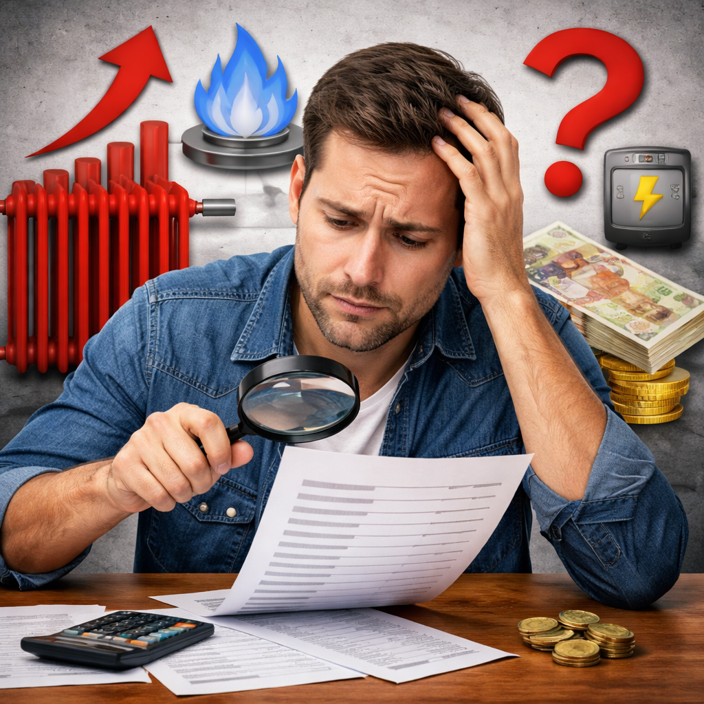 Mann prüft Nebenkostenabrechnung – Nebenkosten zu hoch was tun und Kosten kontrollieren