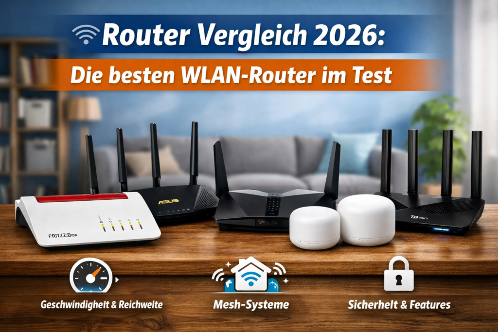 Router Vergleich 2026 – mehrere WLAN Router Modelle für schnelles Internet und bessere Reichweite im Überblick