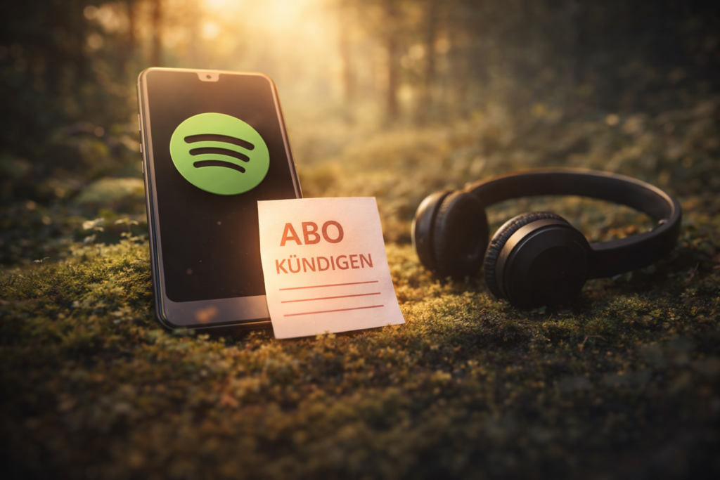 Spotify kündigen – Smartphone mit Musik-App und Kopfhörern als Symbol für Abo kündigen und Streaming beenden