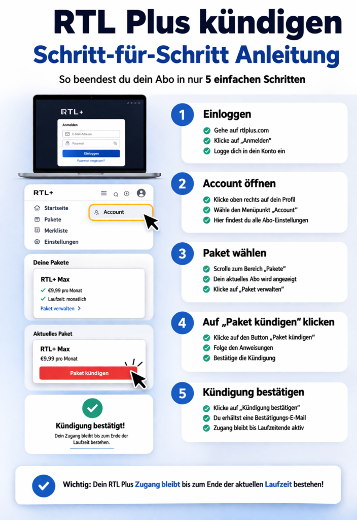 RTL Plus kündigen Schritt für Schritt Anleitung – Abo einfach online beenden